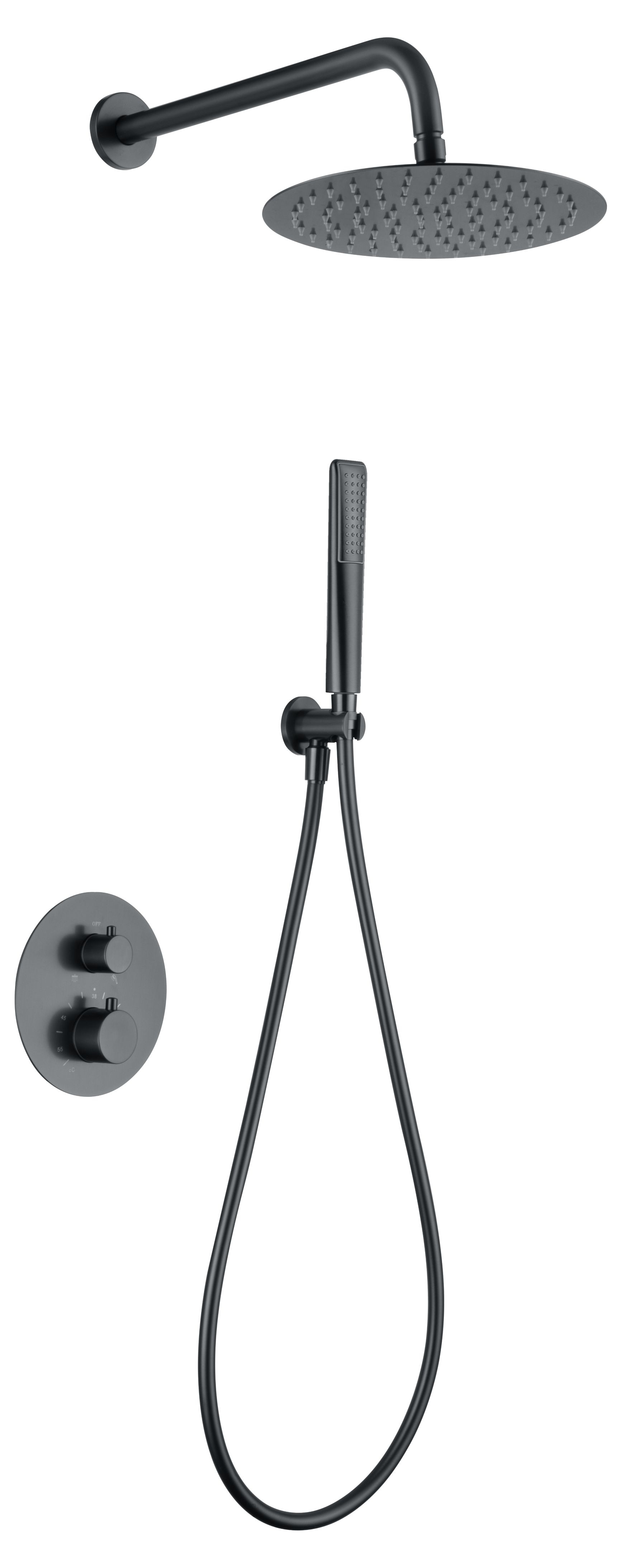 Imagen 1 de Conjunto ducha termostático empotrado Nápoles Imex - Negro Negro