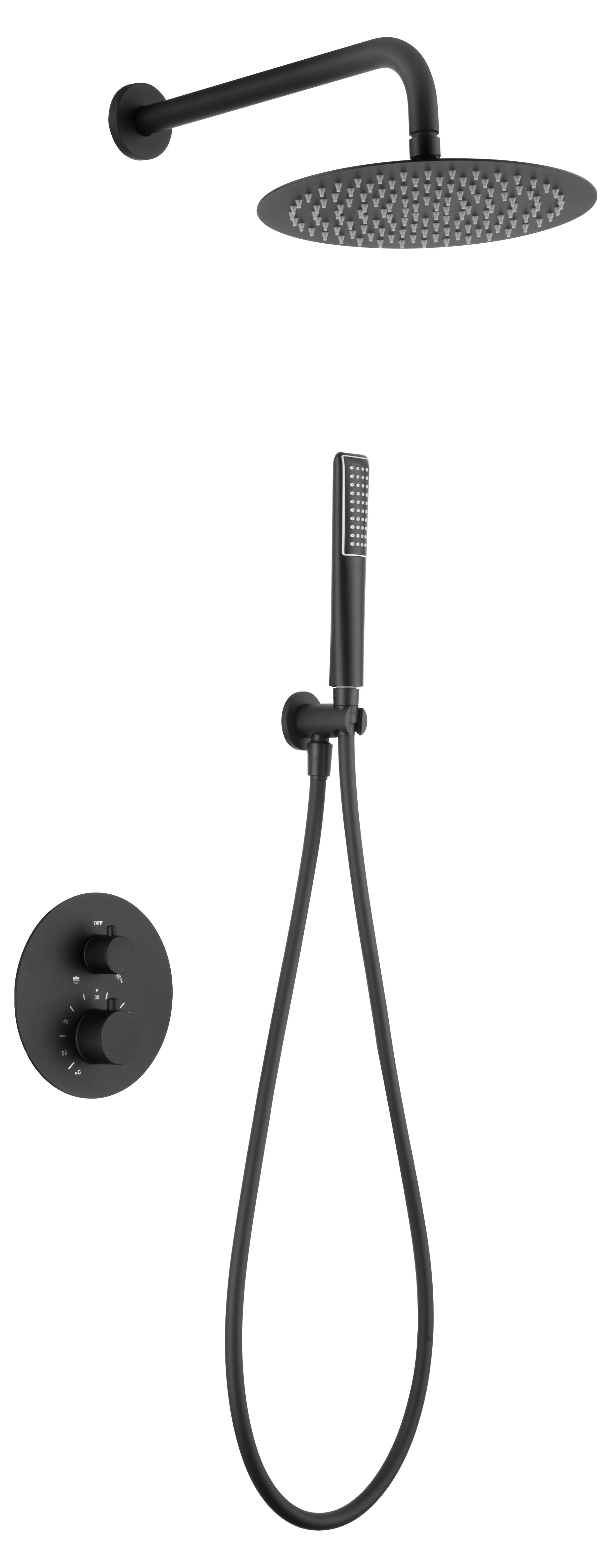 Imagen 1 de Conjunto ducha termostático empotrado Nápoles Imex - Negro mate Negro mate