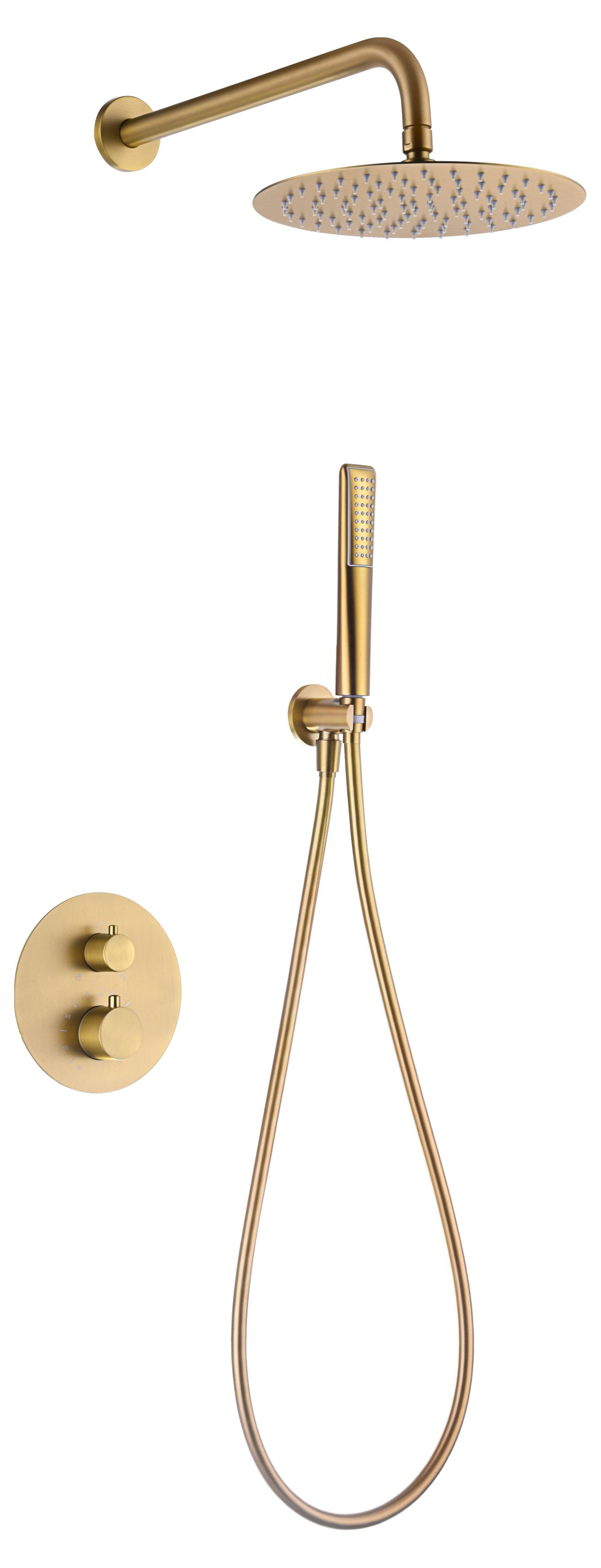 Imagen 1 de Conjunto ducha termostático empotrado Nápoles Imex - Oro Oro