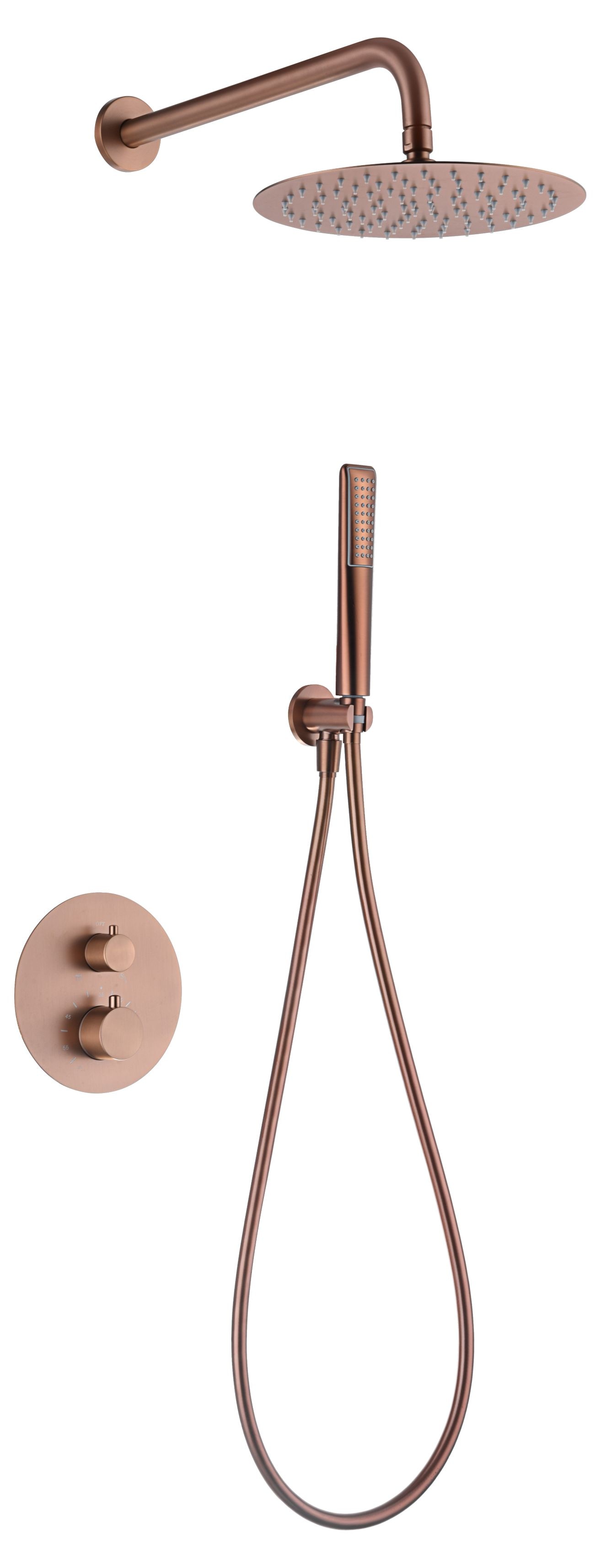 Imagen 1 de Conjunto ducha termostático empotrado Nápoles Imex - Oro Rosa Mate Oro Rosa Mate