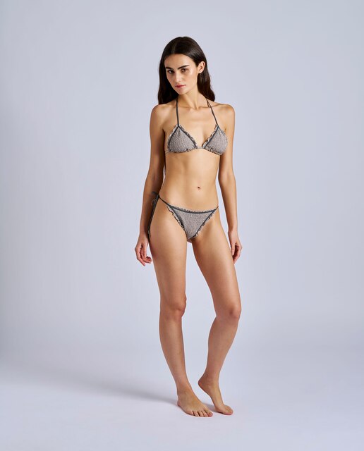 Bikini cortina atado al cuello y braga lazos