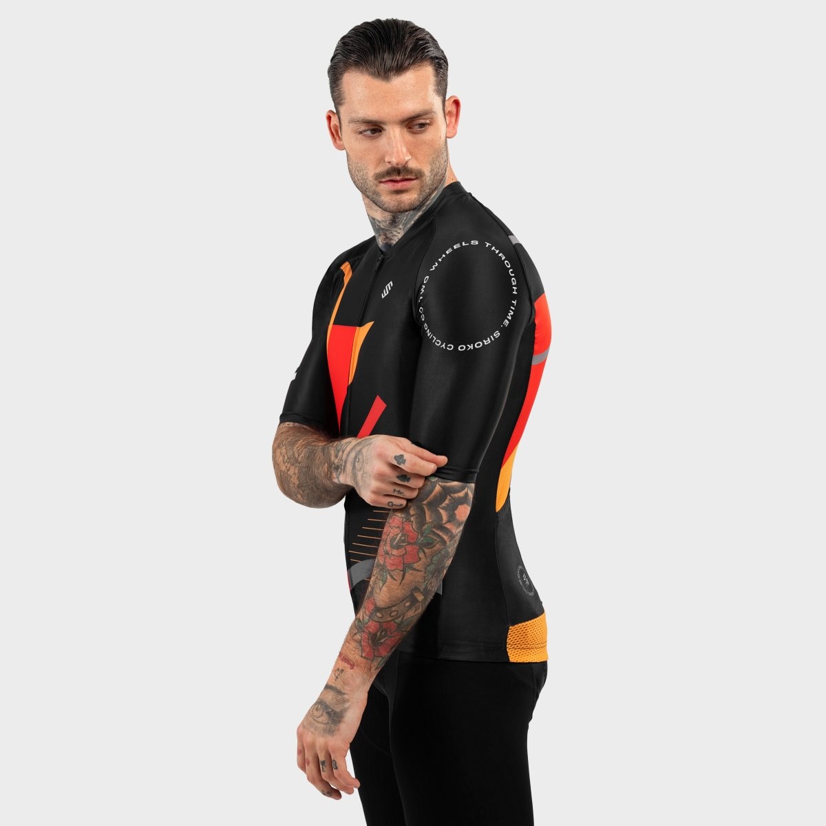 Maillot de manga corta hombre M2 Siroko - Gris oscuro metalizado Negro / Rojo-3