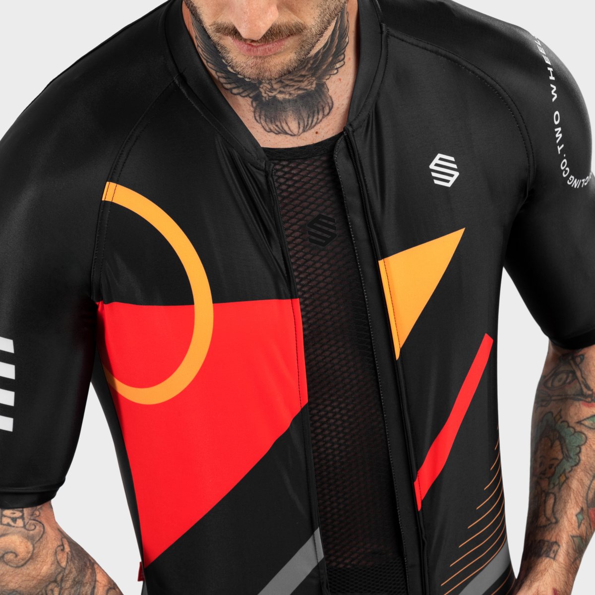 Maillot de manga corta hombre M2 Siroko - Gris oscuro metalizado Negro / Rojo-6