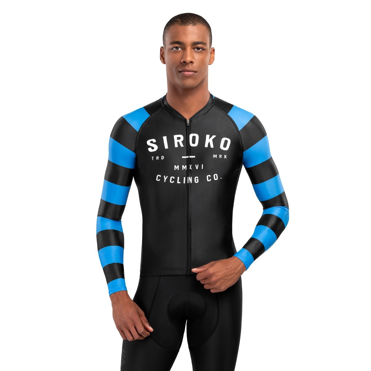 Siroko Maillot de manga larga de hombre M2 Negro / Blanco