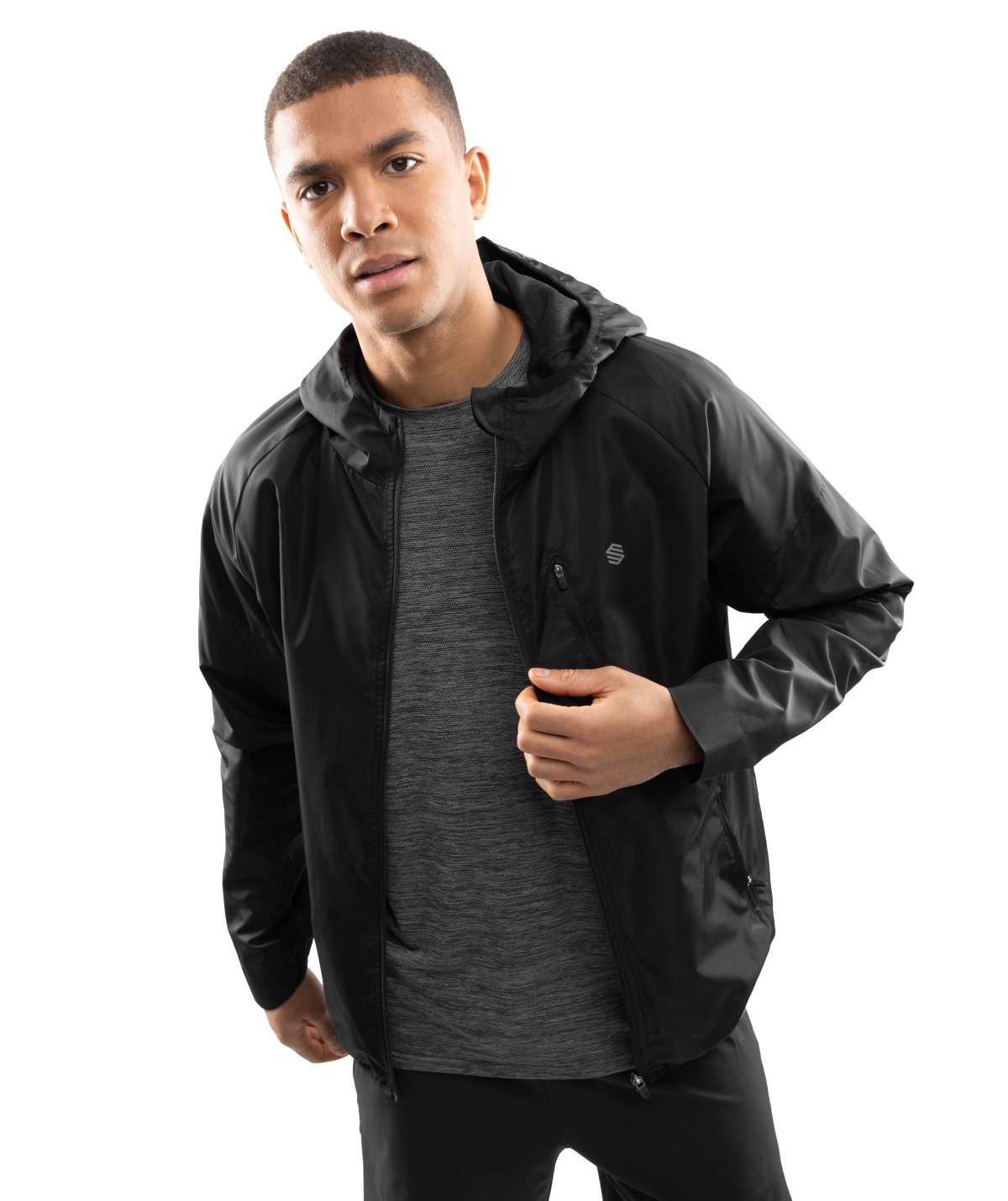 Chaqueta cortavientos de hombre Fitness-Cortavientos Siroko - Negro Negro-1