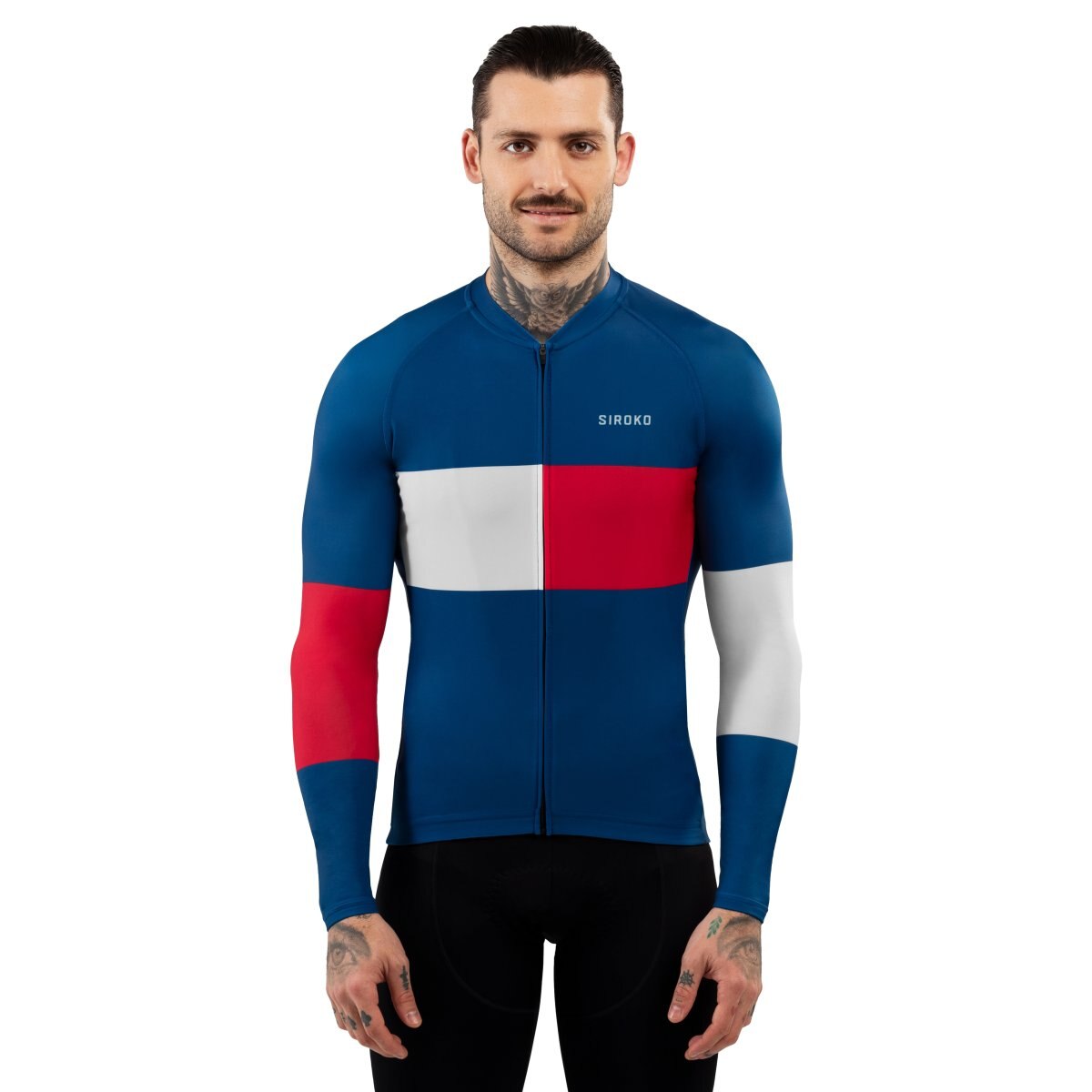 Siroko Maillot de manga larga de hombre M2 Negro brillante