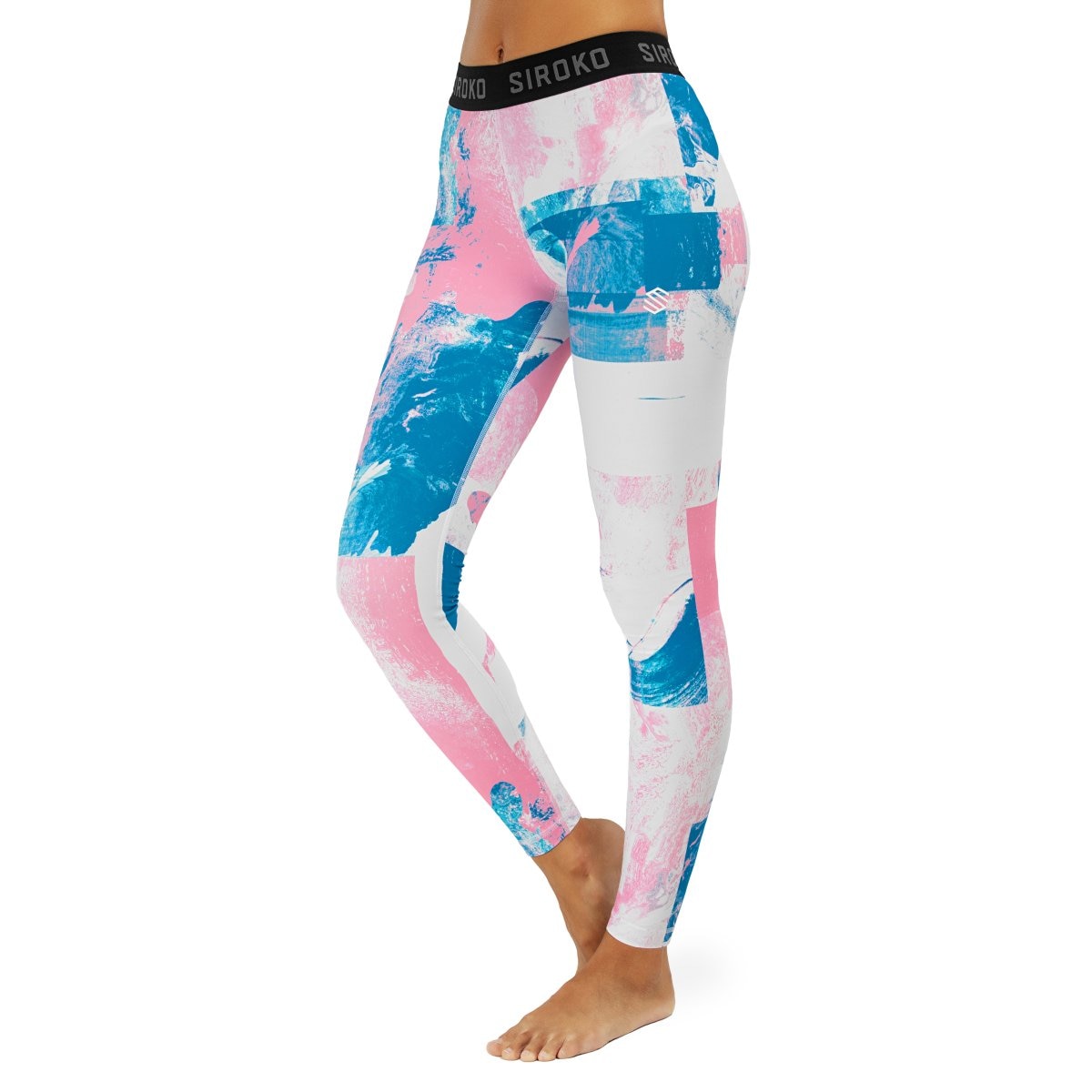 Leggings térmicos de mujer Siroko - Rosa / Blanco Rosa / Blanco-1