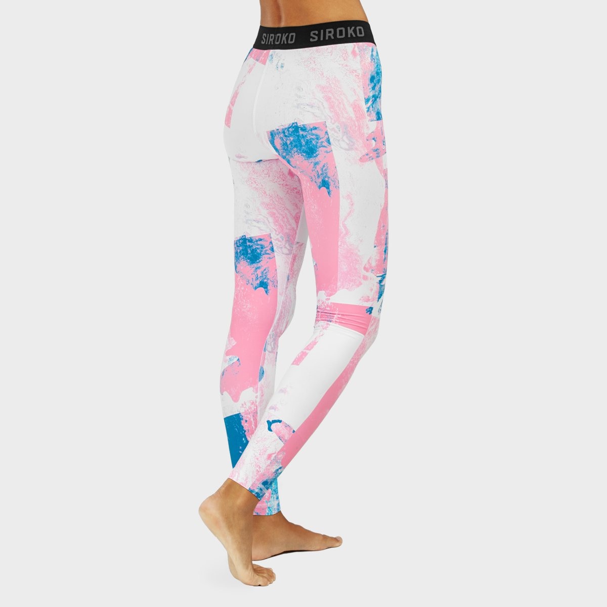 Leggings térmicos de mujer Siroko - Rosa / Blanco Rosa / Blanco-2