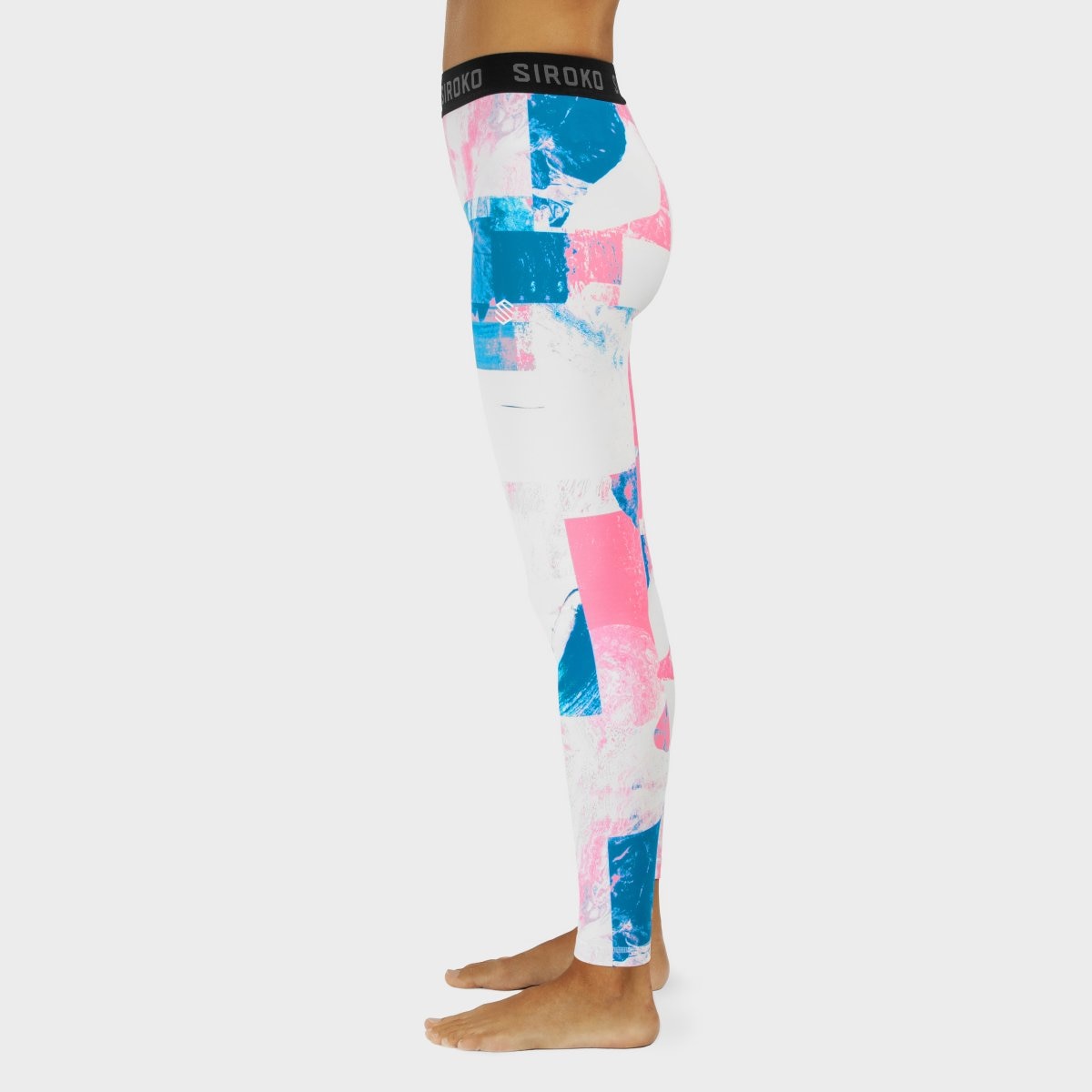 Leggings térmicos de mujer Siroko - Rosa / Blanco Rosa / Blanco-3