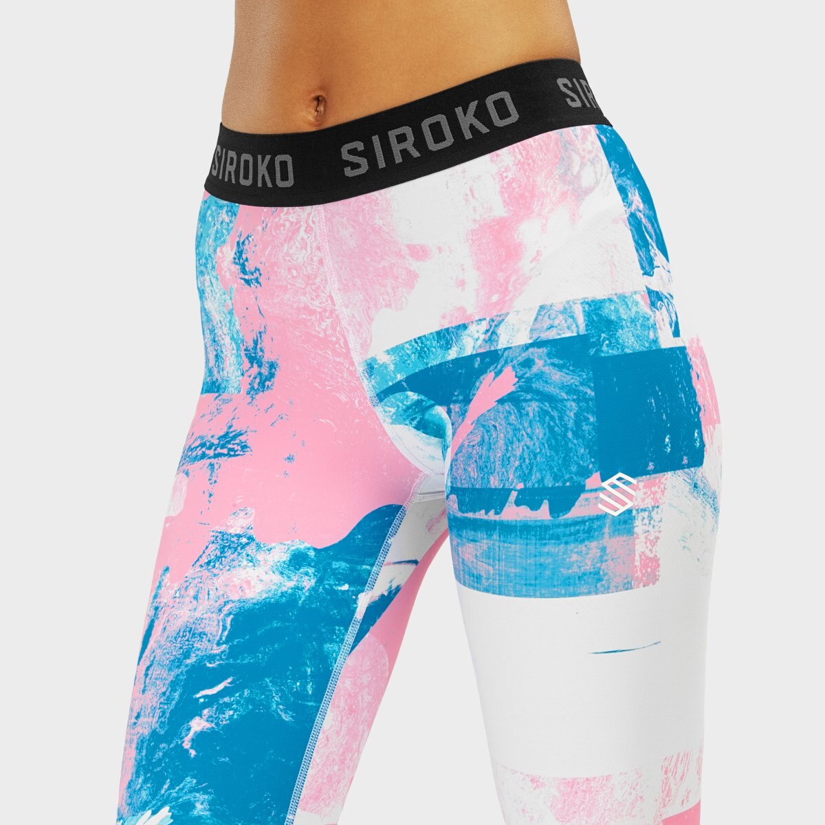 Leggings térmicos de mujer Siroko - Rosa / Blanco Rosa / Blanco-5