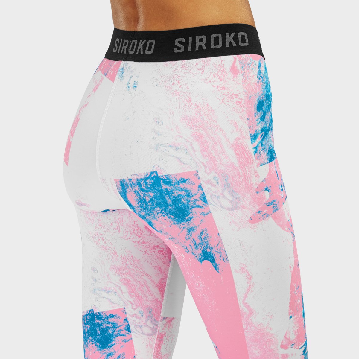 Leggings térmicos de mujer Siroko - Rosa / Blanco Rosa / Blanco-6