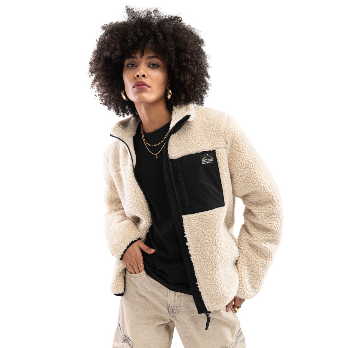 Siroko Chaqueta sherpa de mujer Levi-W Marrón