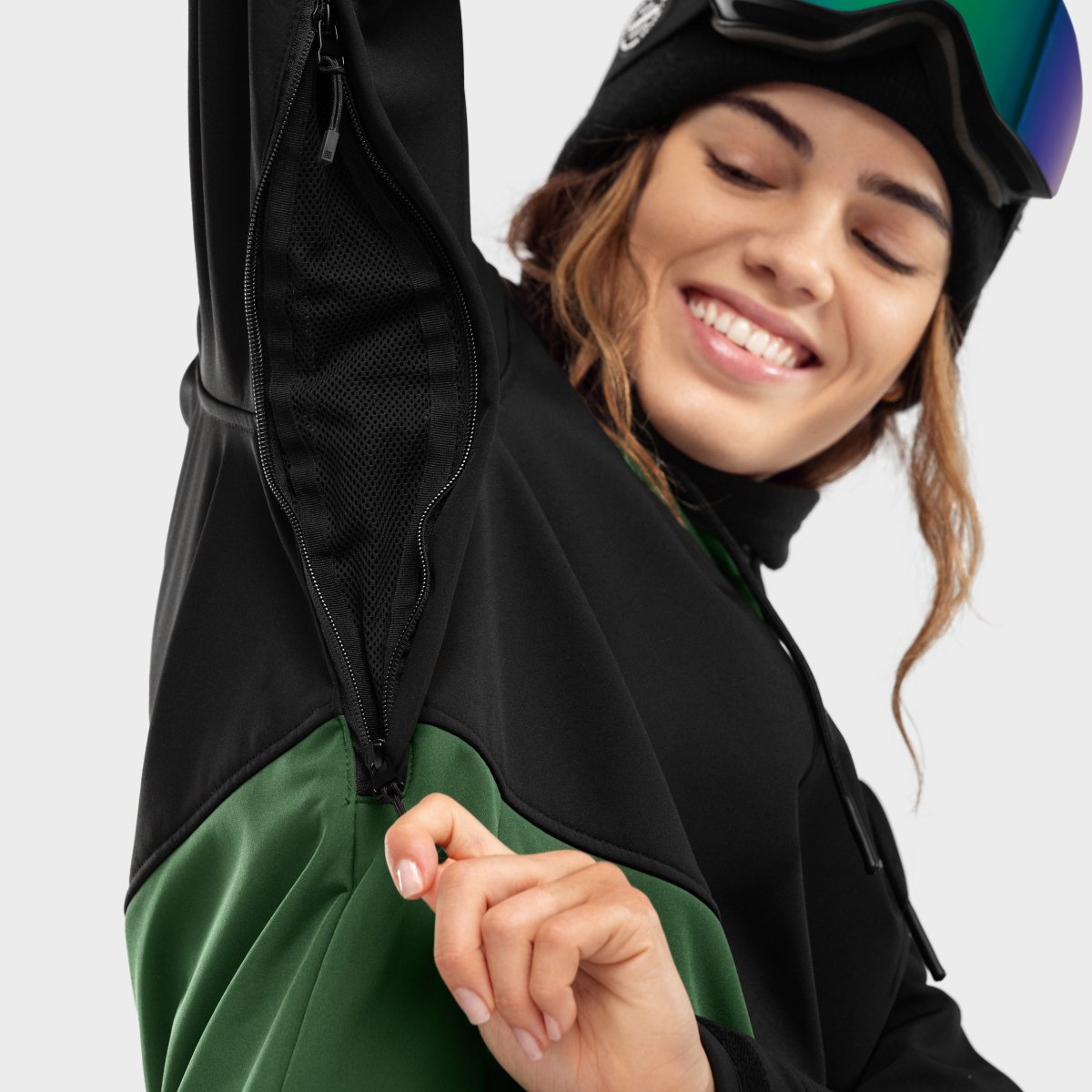 Chaqueta para snowboard/esquí mujer W1-W Siroko - Negro / Verde Negro / Verde-4