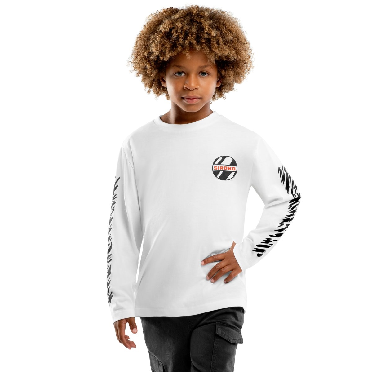 Siroko Camiseta algodón manga larga de niño Jaguar Blanco