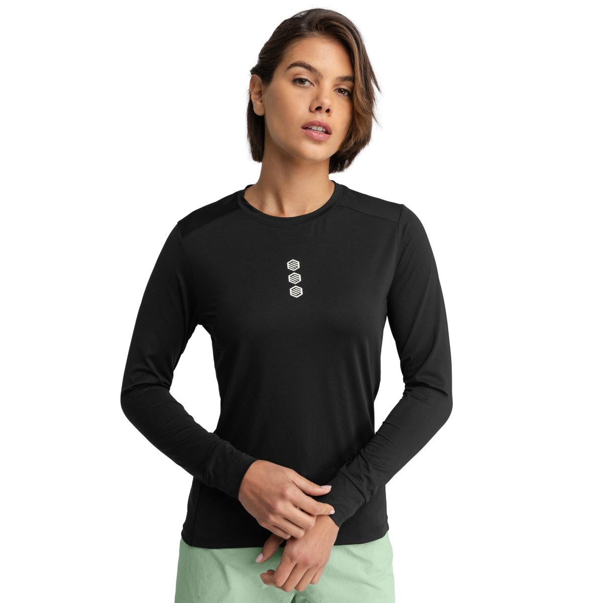 Camiseta de ciclismo gravel manga larga mujer Siroko - Negro Negro-1