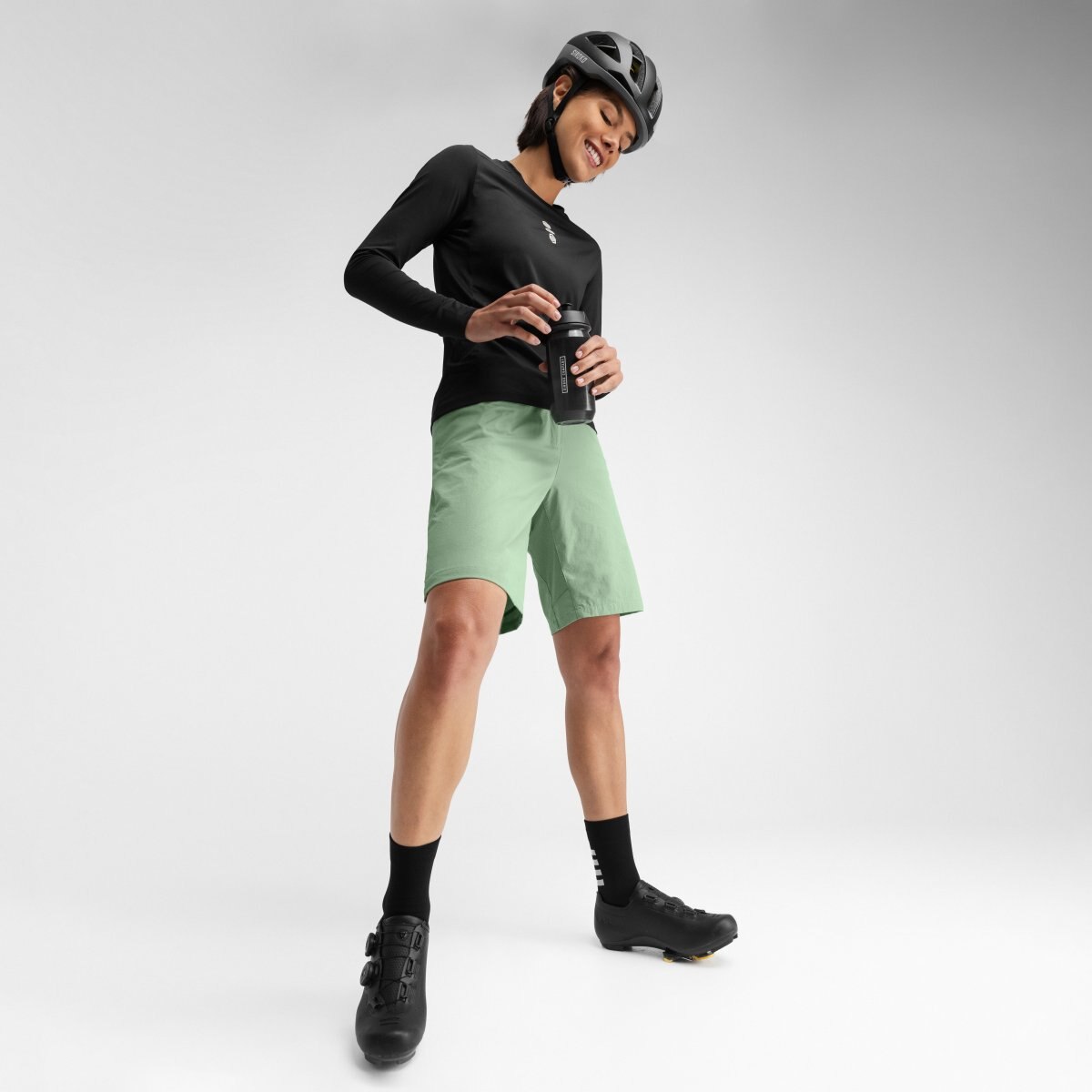 Camiseta de ciclismo gravel manga larga mujer Siroko - Negro Negro-3