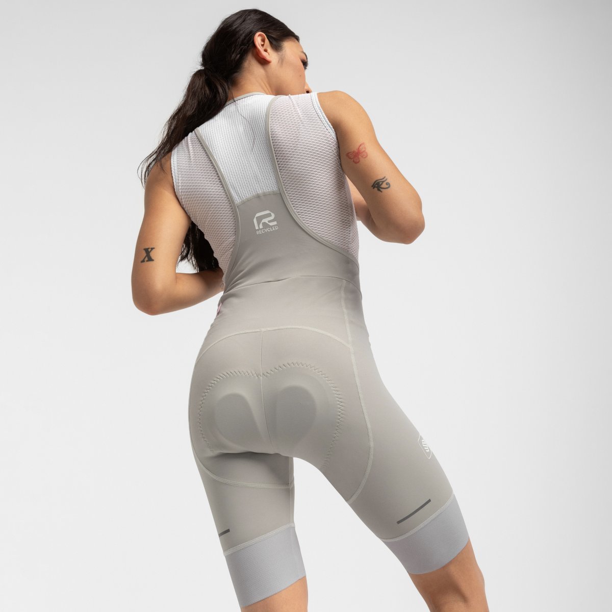 Culote corto reciclado ciclismo de mujer Sía Siroko Gris Gris-2