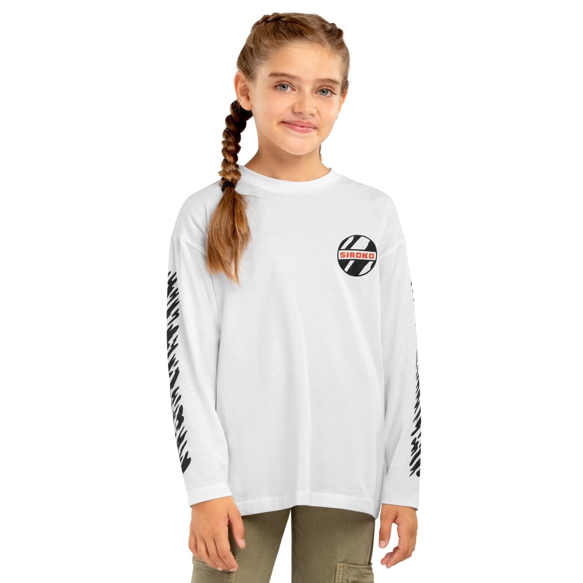 Siroko Camiseta algodón manga larga de niña Jaguar-G Blanco