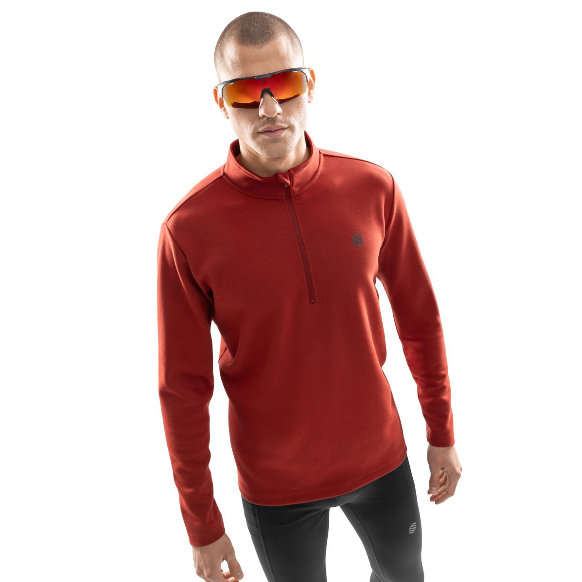 Siroko Sudadera de hombre Gym-HalfZip-Sweatshirt Negro