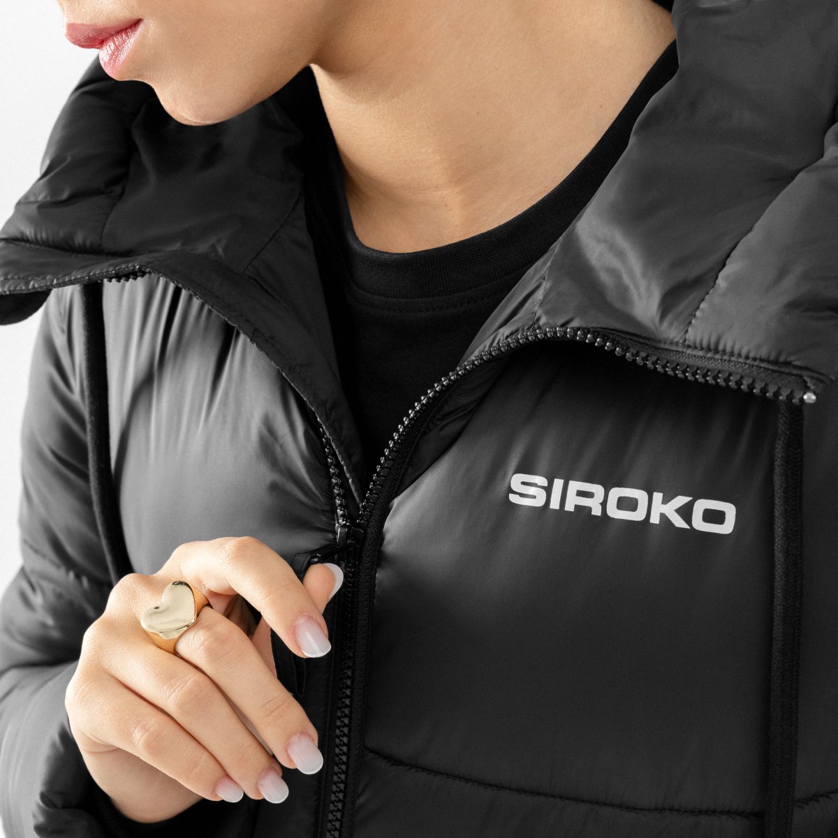 Abrigo largo acolchado de mujer Finland Siroko - Negro Negro-5