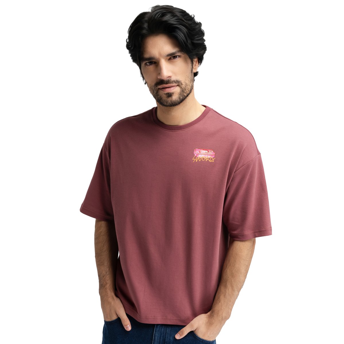 Siroko Camiseta holgada manga corta hombre Grama Amarillo