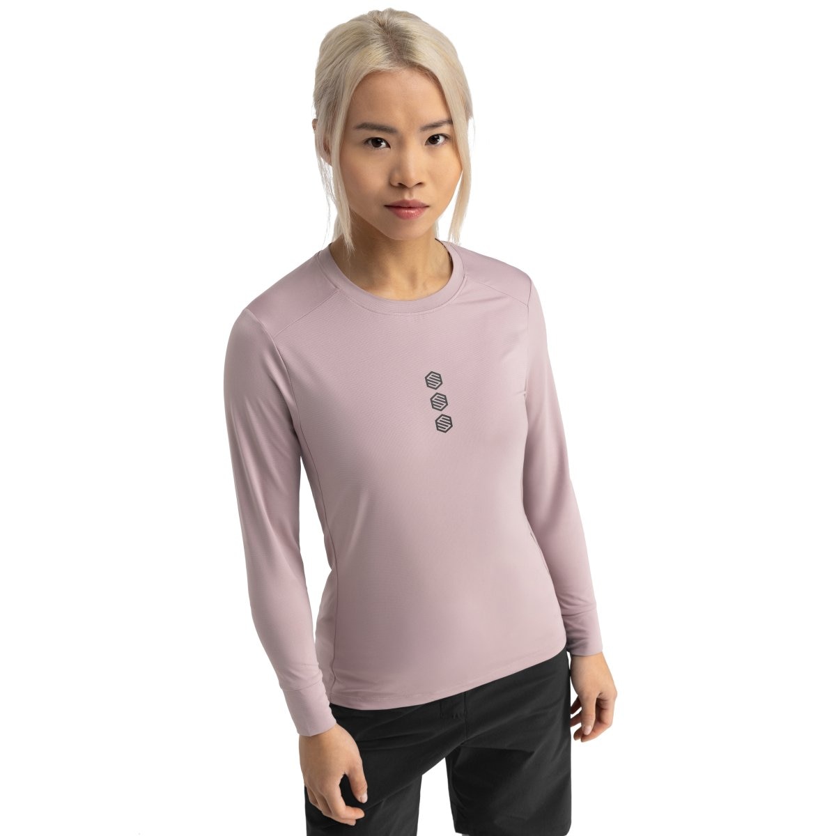 Camiseta de ciclismo gravel manga larga mujer Siroko - Rosa pastel Rosa pastel-1