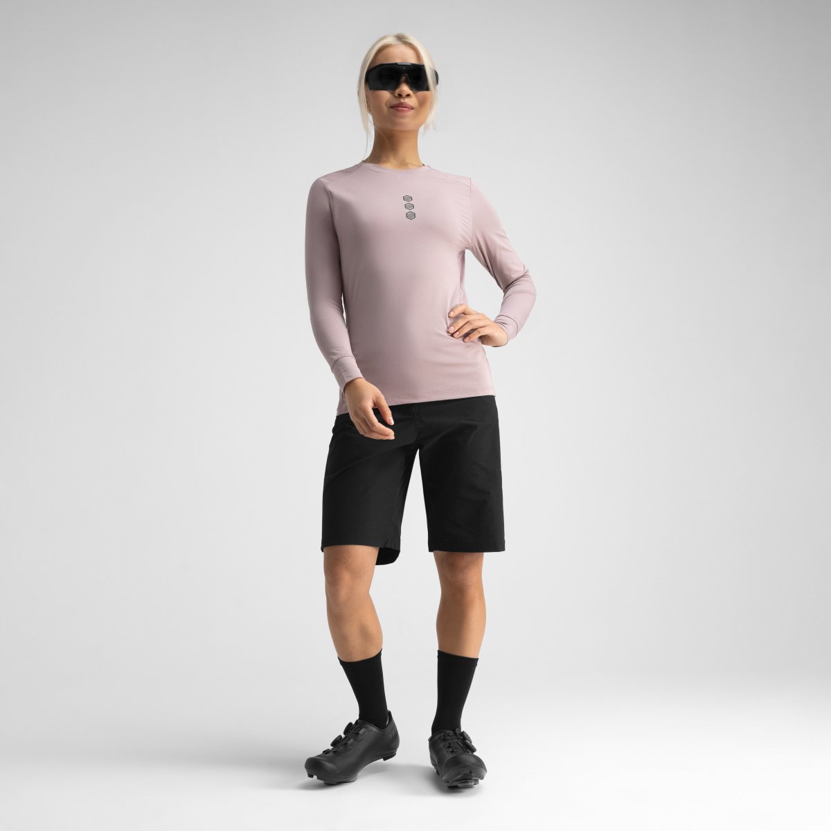 Camiseta de ciclismo gravel manga larga mujer Siroko - Rosa pastel Rosa pastel-3