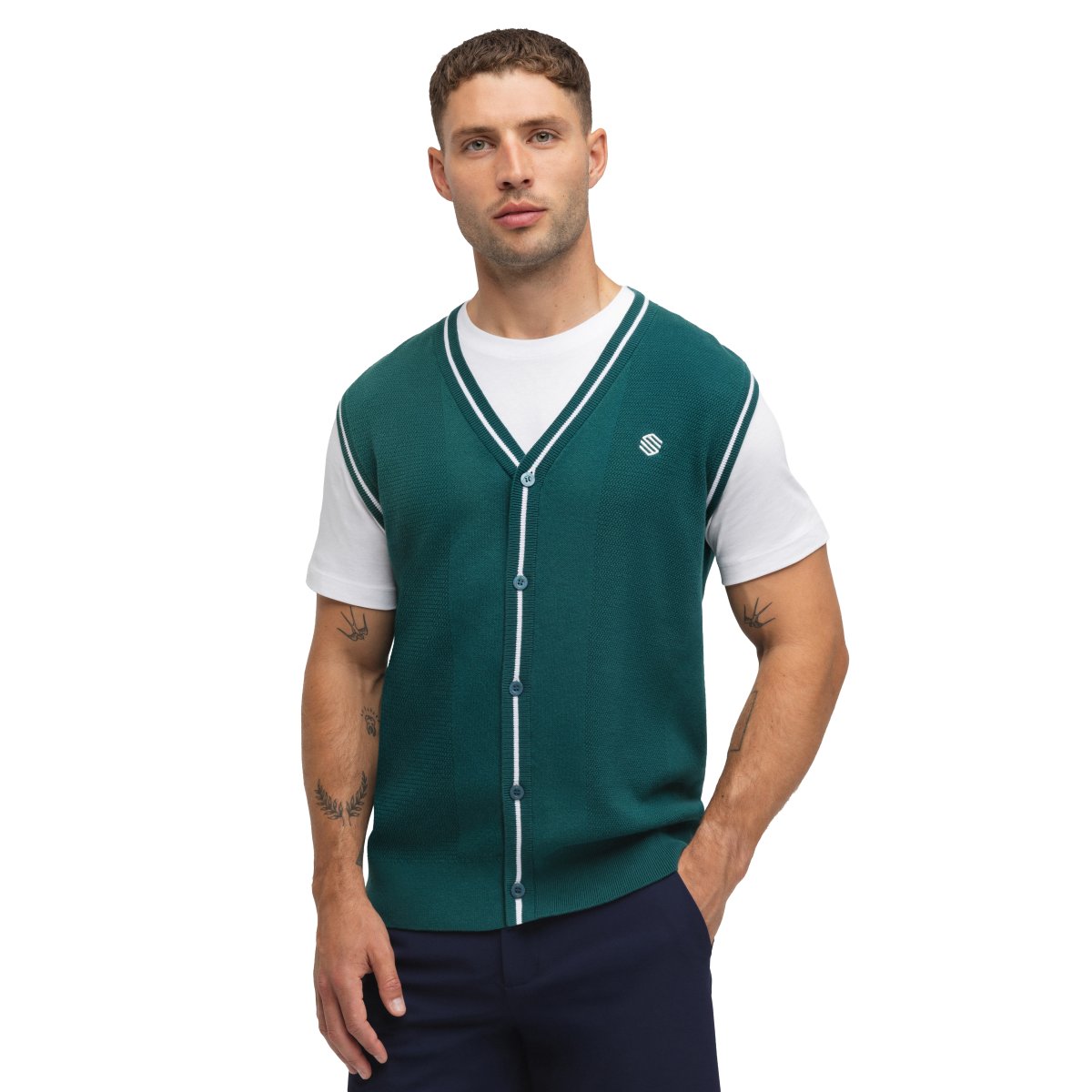 Chaleco punto golf cuello de pico hombre Carnoustie Teal Siroko - Verde Verde-1
