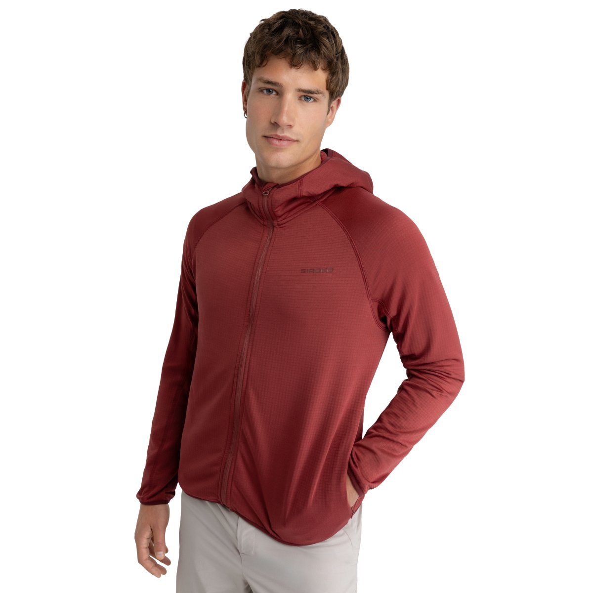 Chaqueta polar ligera capucha montaña hombre Stride Siroko - Rojo Rojo-1