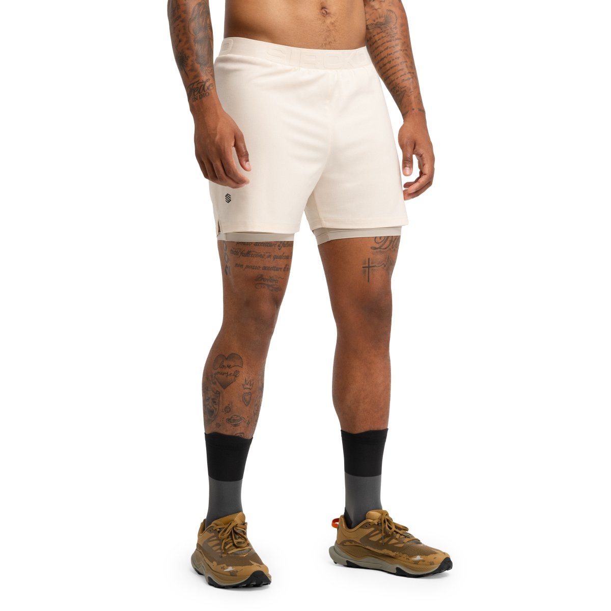 Imagen 0 de Pantalón corto doble capa trail running hombre Overland Siroko Piedra