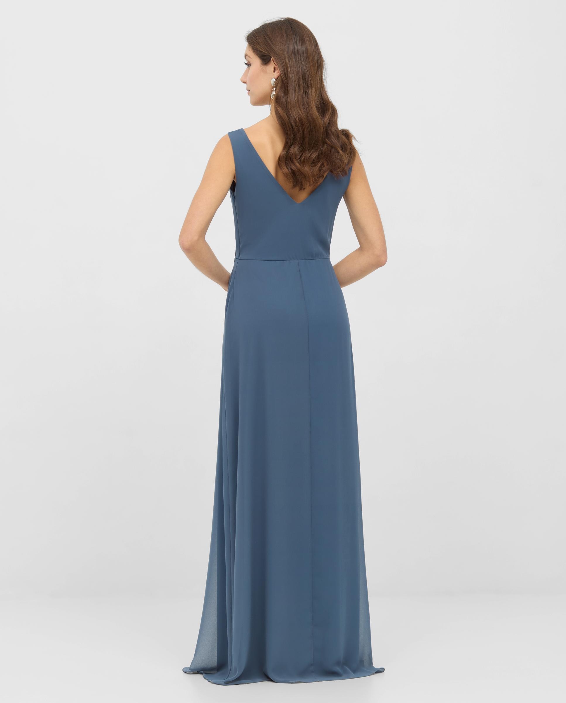 Vestido largo de gasa de tirantes - Veneno en la piel - Azul Azul-2