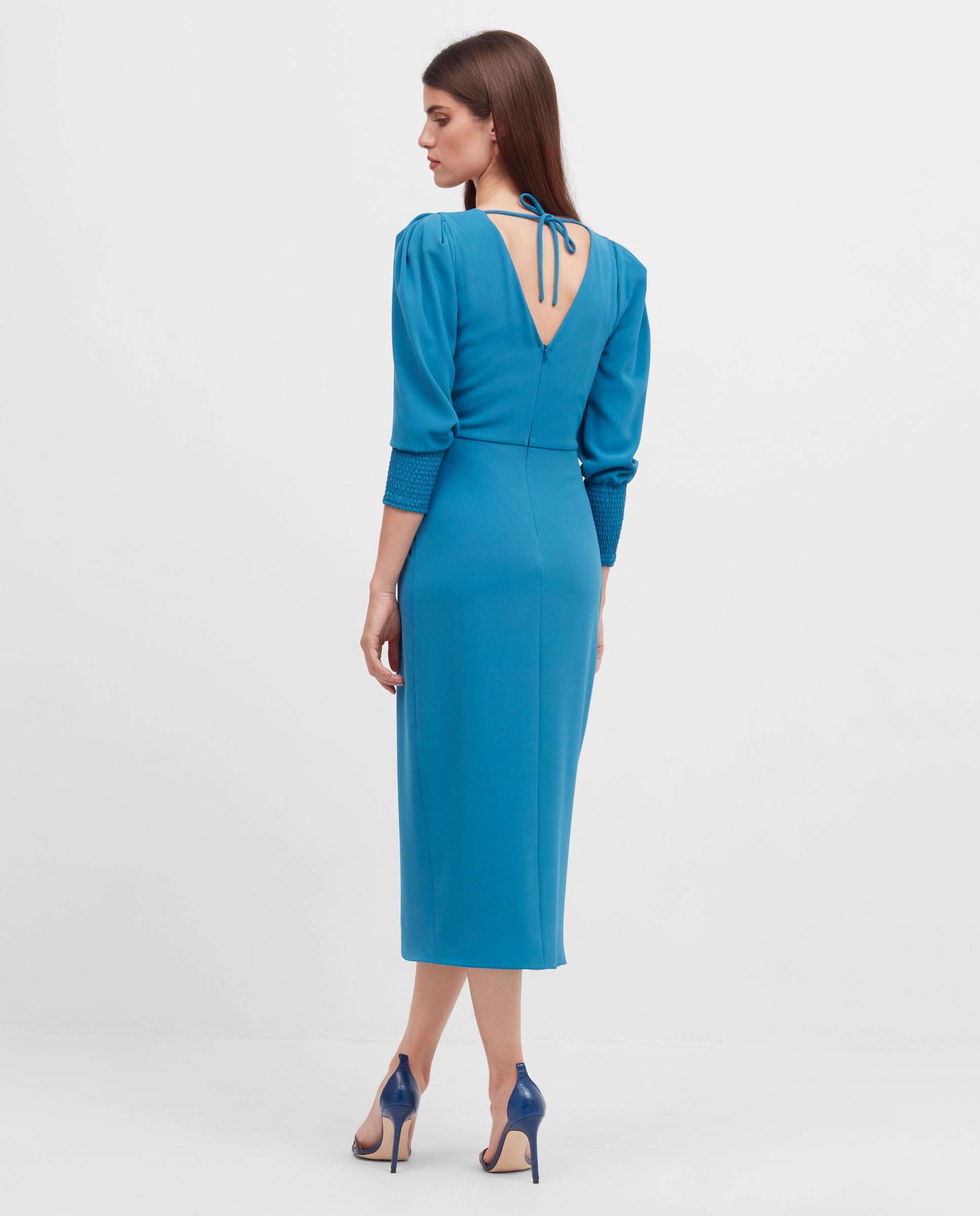 Vestido midi con falda cruzada - Veneno en la piel - Azul Azul-2