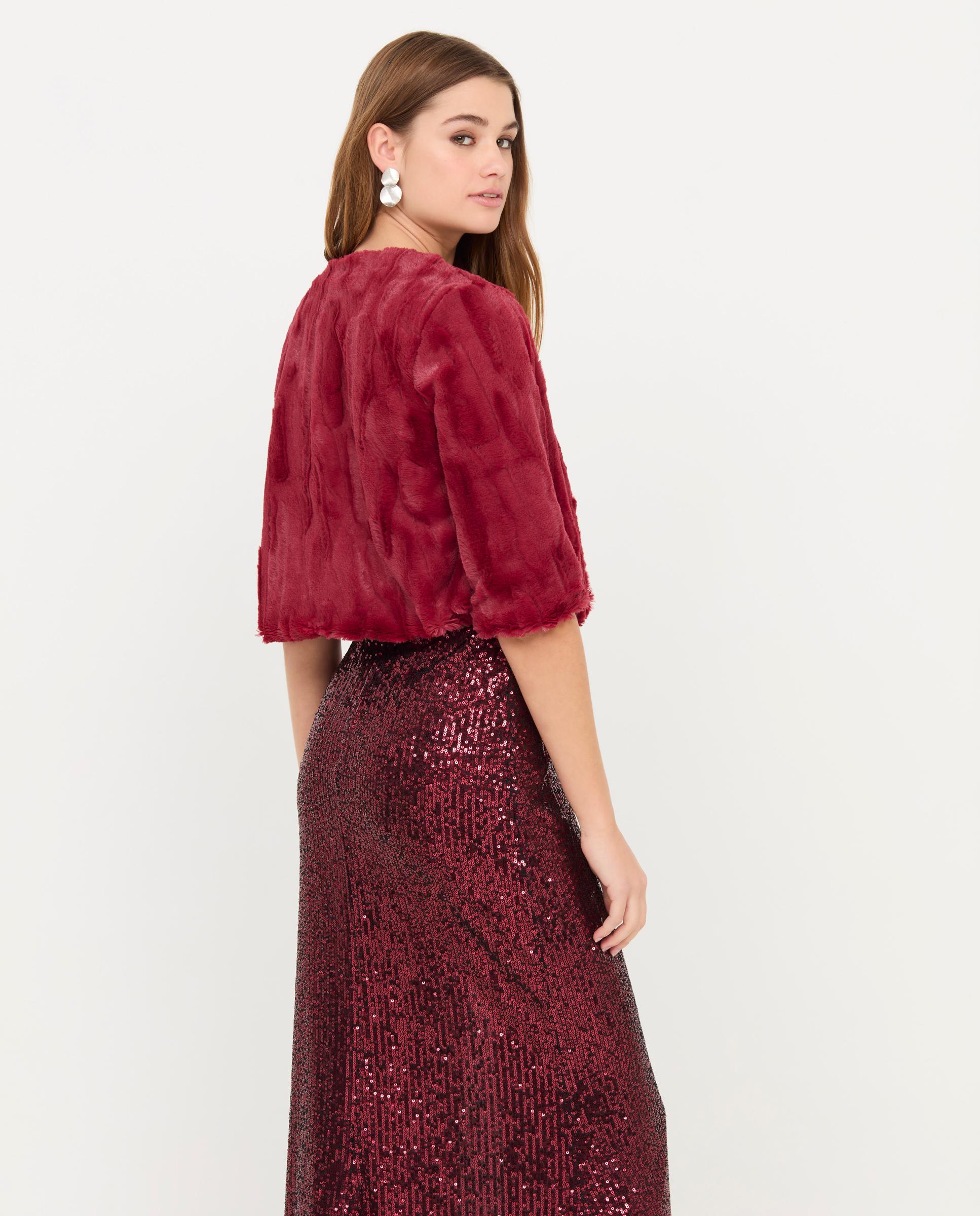 Bolero de mujer de pelo de manga francesa - Veneno en la piel - Rojo Rojo-2
