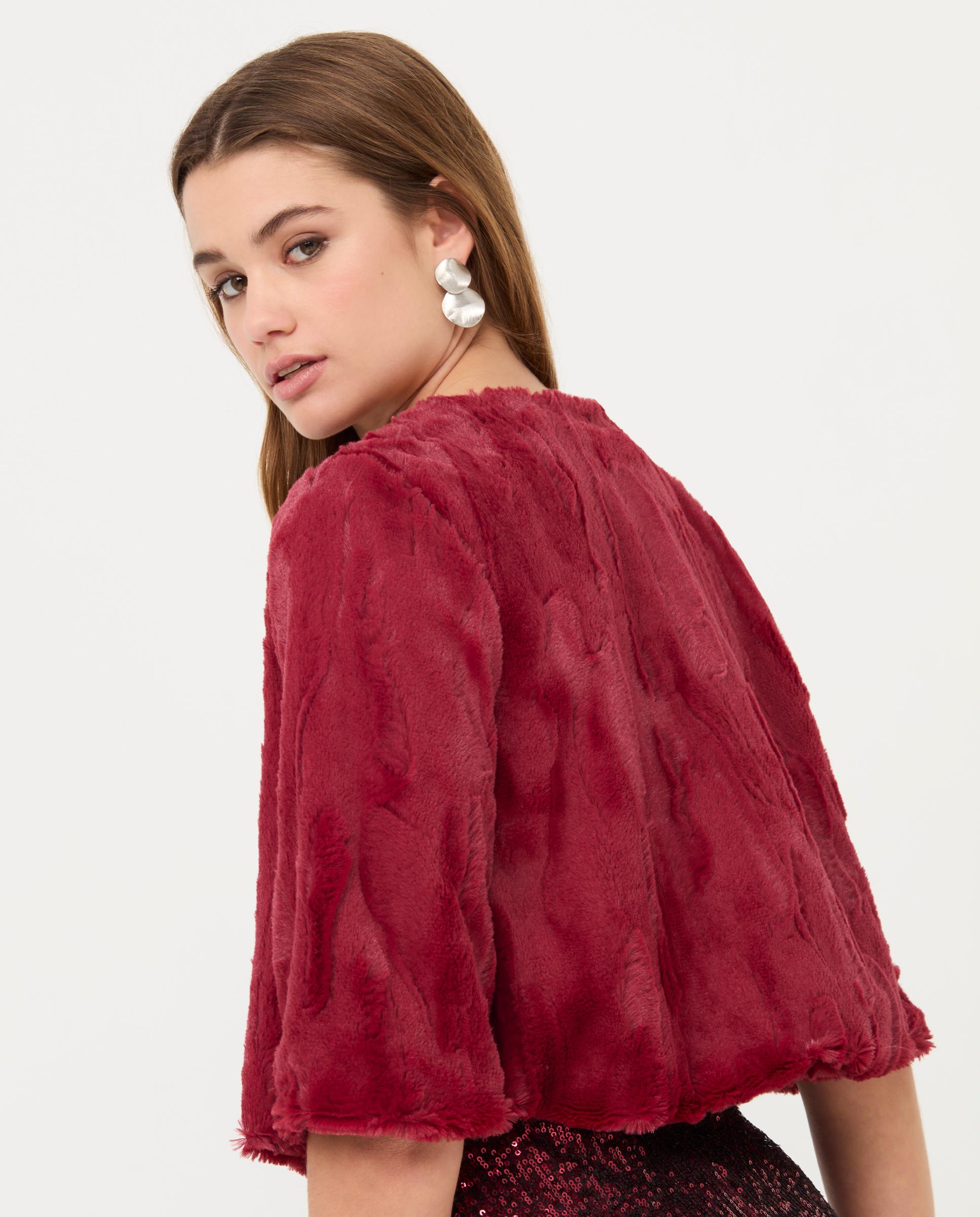 Bolero de mujer de pelo de manga francesa - Veneno en la piel - Rojo Rojo-3