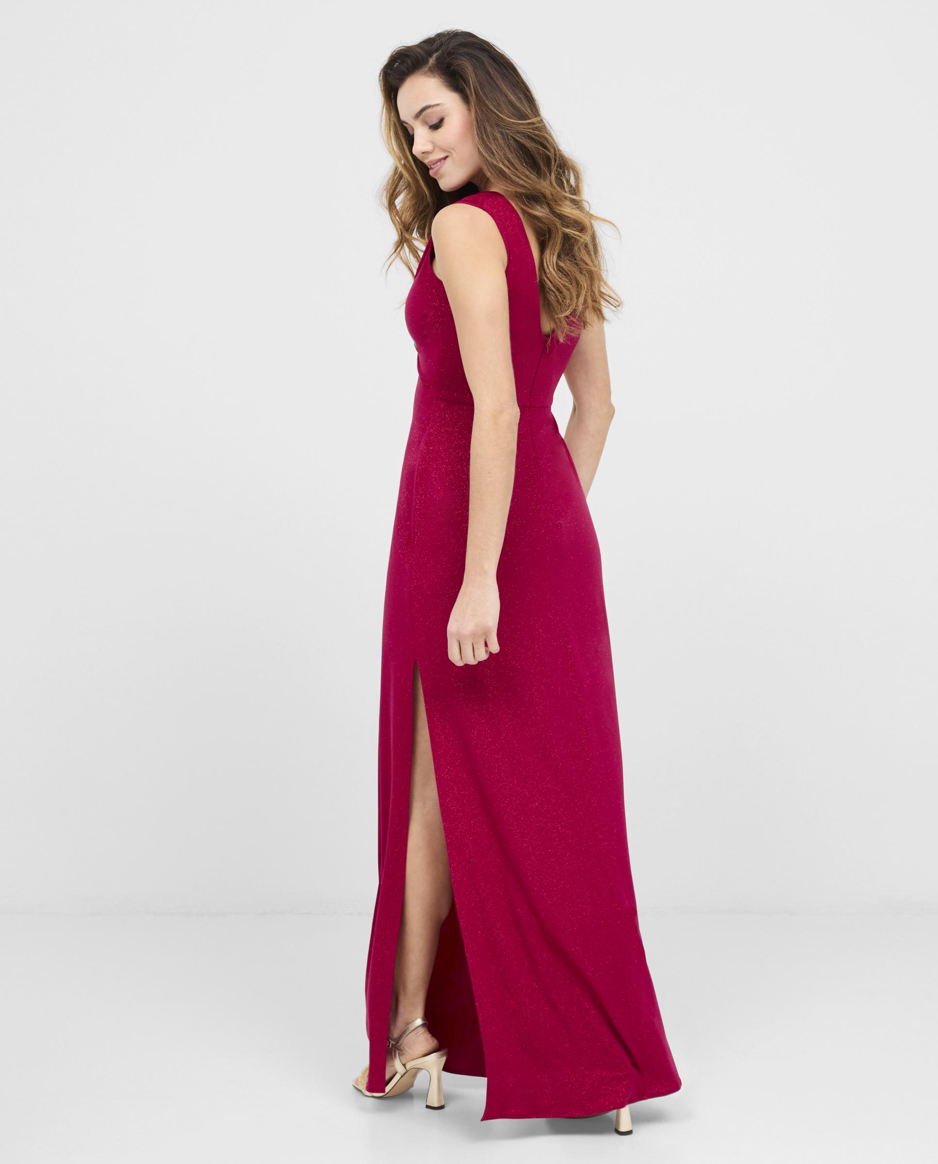 Vestido largo con abertura lateral - Veneno en la piel - Fucsia Fucsia-4