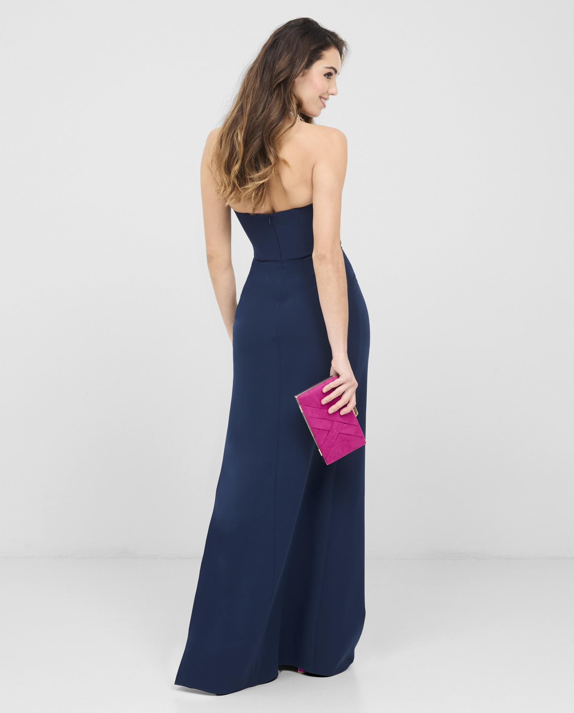 Vestido largo de palabra de honor - Veneno en la piel - Azul oscuro Azul oscuro-4
