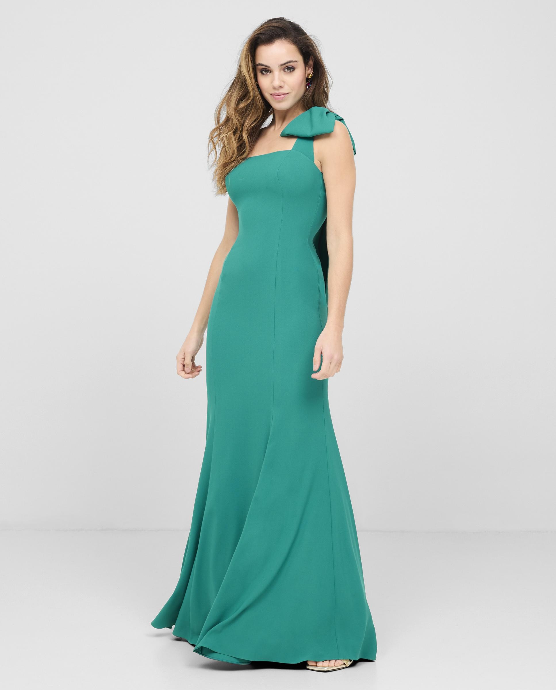 Vestido largo con detalle de lazada en el tirante - Veneno en la piel - Verde Verde-2