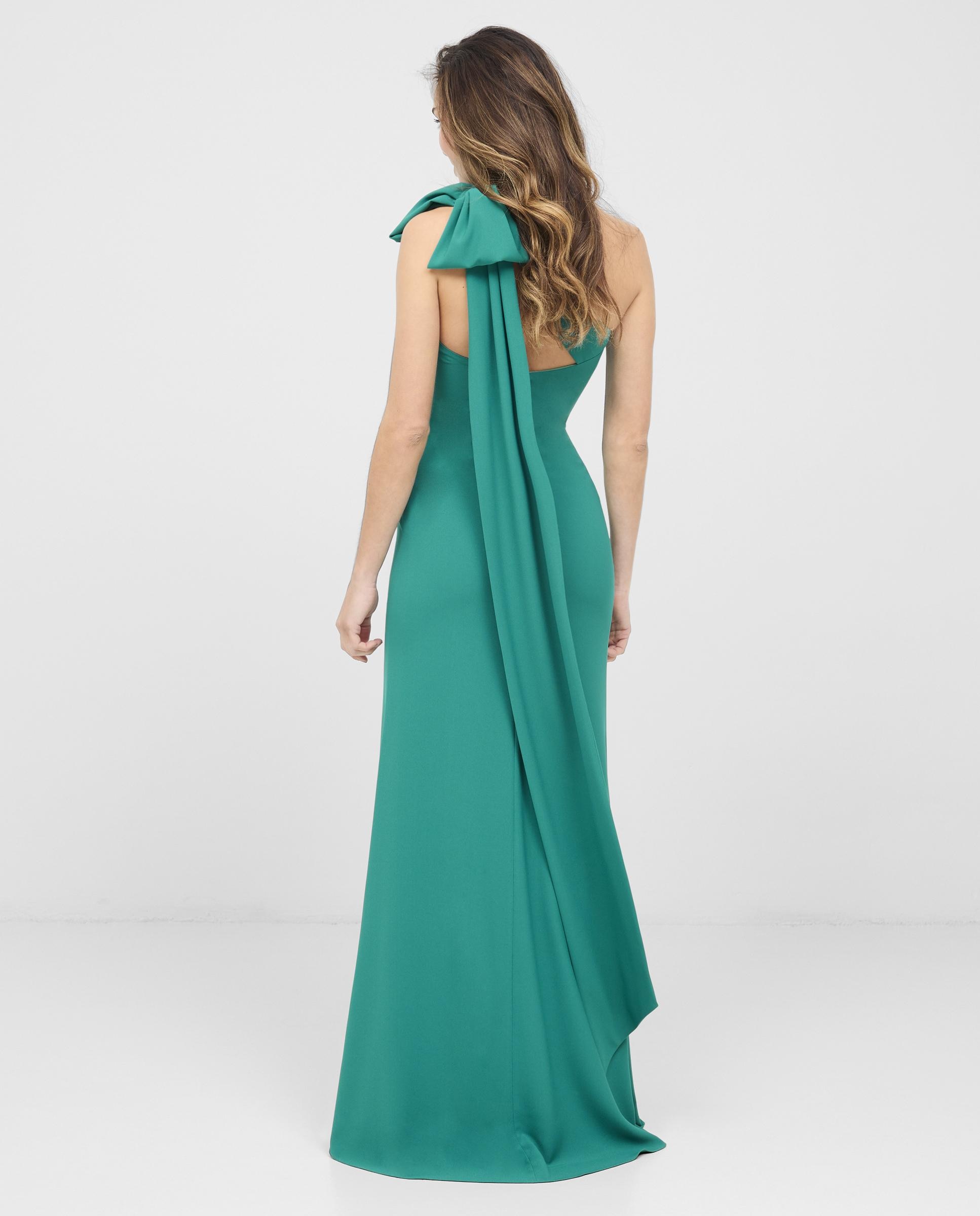Vestido largo con detalle de lazada en el tirante - Veneno en la piel - Verde Verde-4
