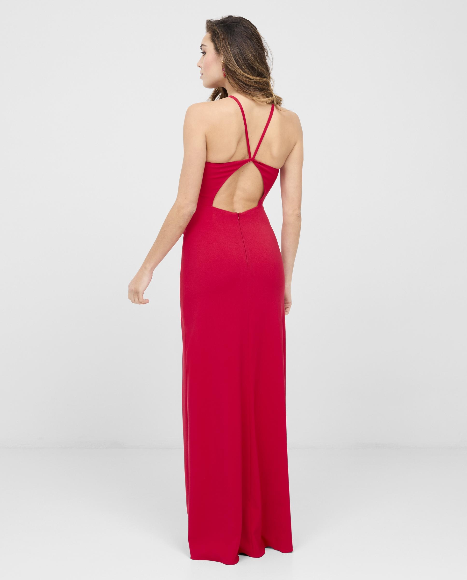 Vestido largo con escote halter - Veneno en la piel - Rojo Rojo-3