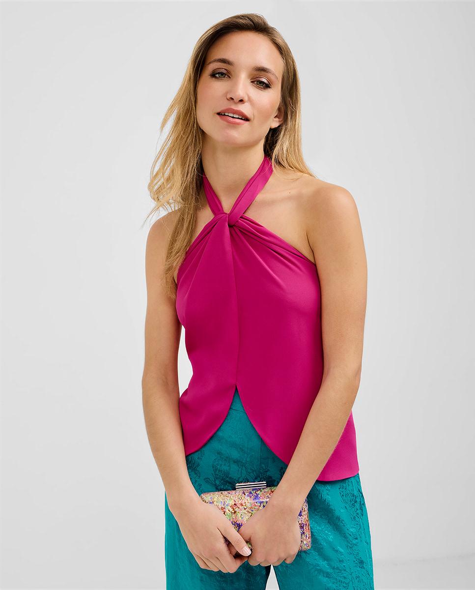 Imagen 1 de Top de mujer mónaco con cuello halter - Veneno en la piel - Rosa Rosa