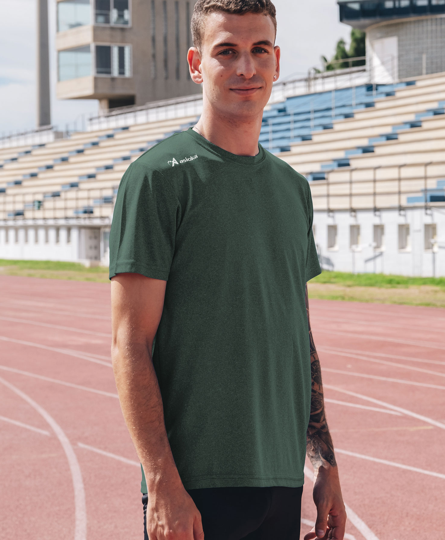 Camiseta de running de hombre RIO JASPE Asioka - Verde militar Verde militar-3