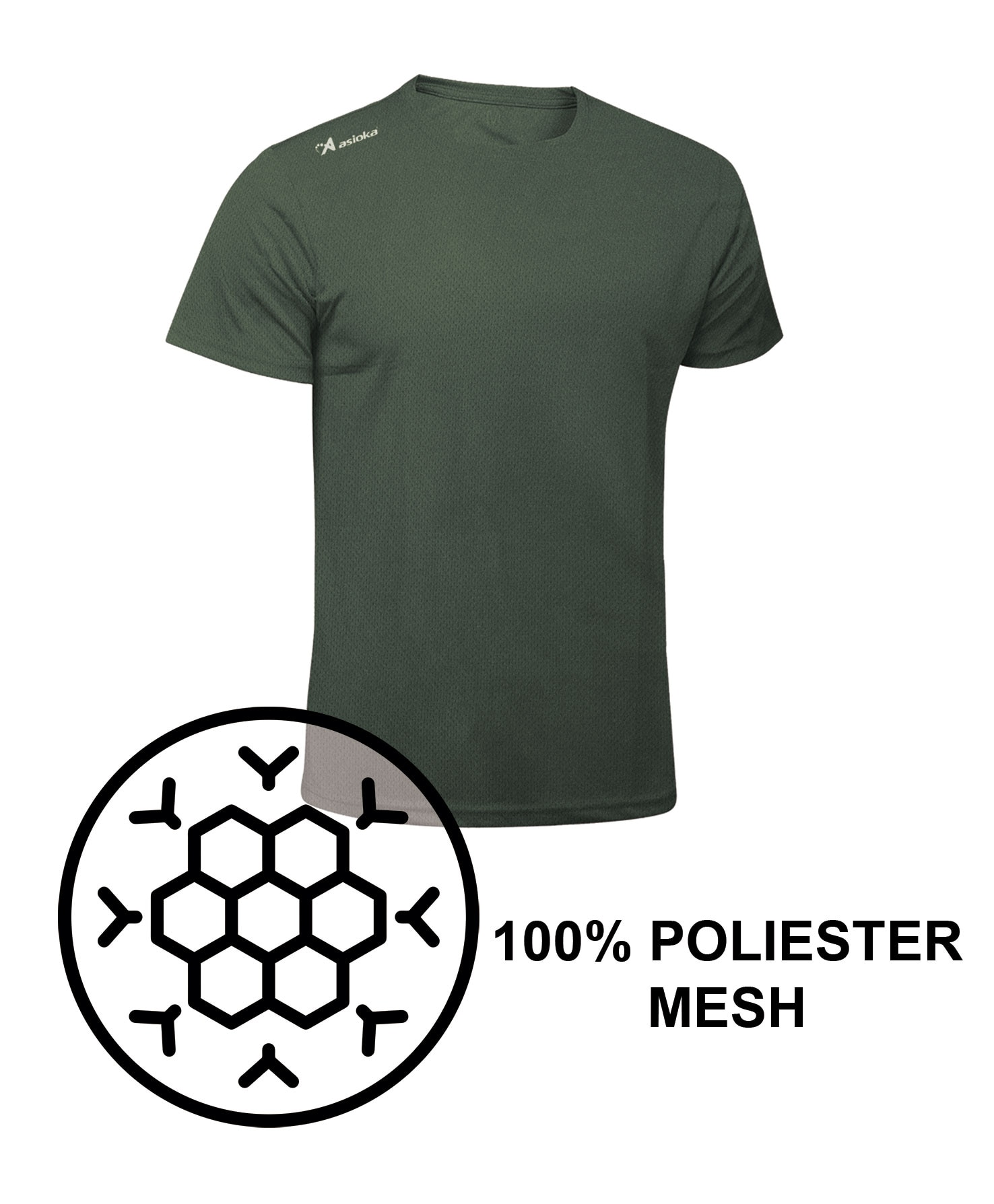 Camiseta de running de hombre RIO JASPE Asioka - Verde militar Verde militar-4