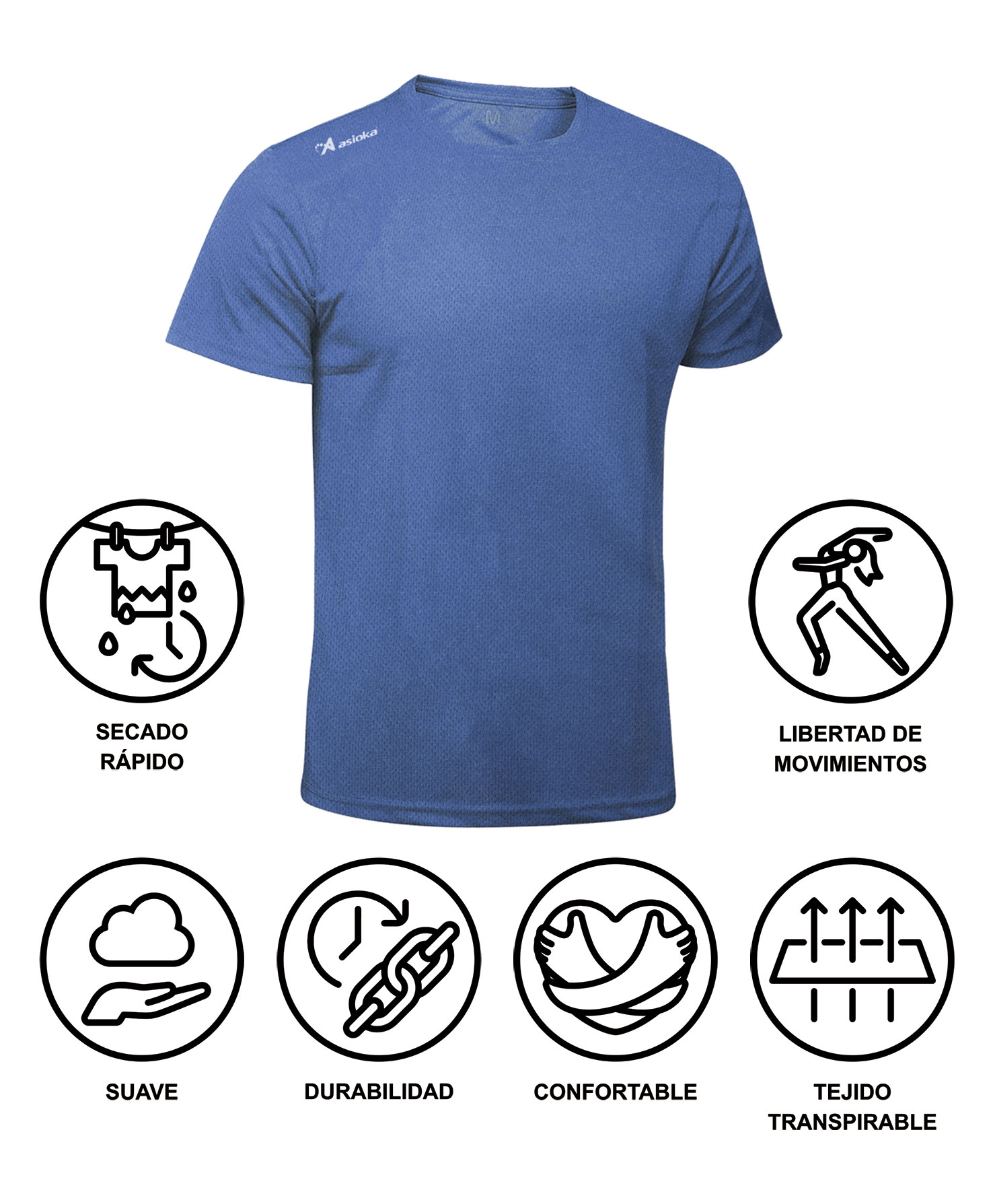Camiseta de running de hombre RIO JASPE Asioka - Azul royal Azul royal-5