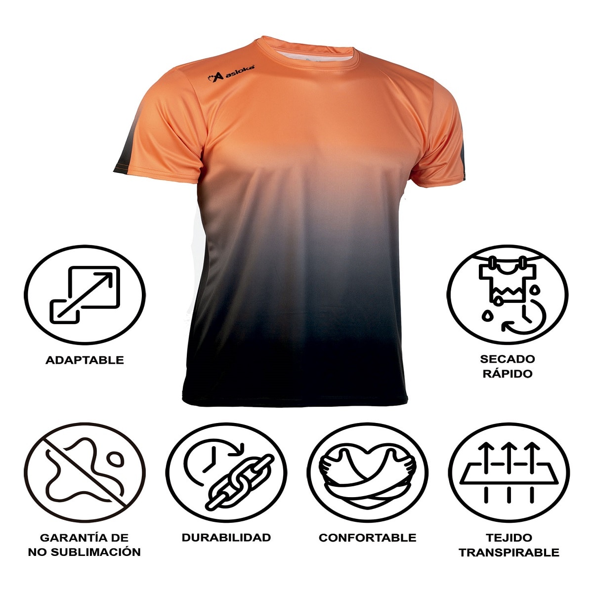 Camiseta de fútbol unisex TENERIFE Interlock Asioka - Naranja / Negro Naranja / Negro-5