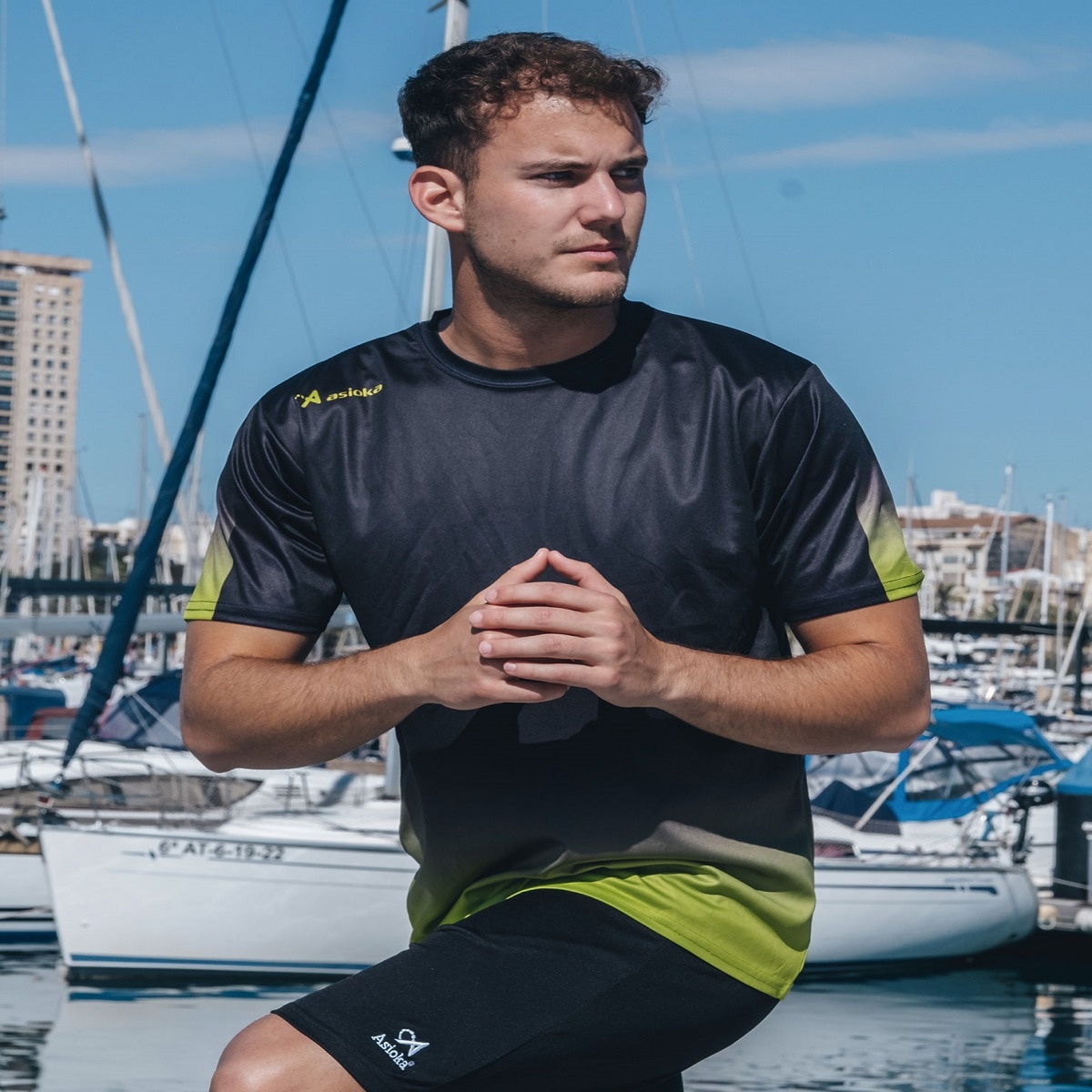 Camiseta de fútbol unisex TENERIFE Interlock Asioka - Negro / Amarillo Flúor Negro / Amarillo Flúor-3