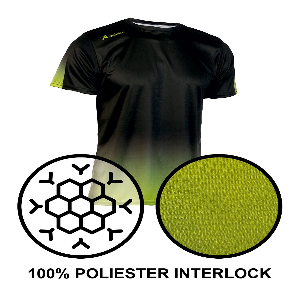 Camiseta de fútbol unisex TENERIFE Interlock Asioka - Negro / Amarillo Flúor Negro / Amarillo Flúor-4