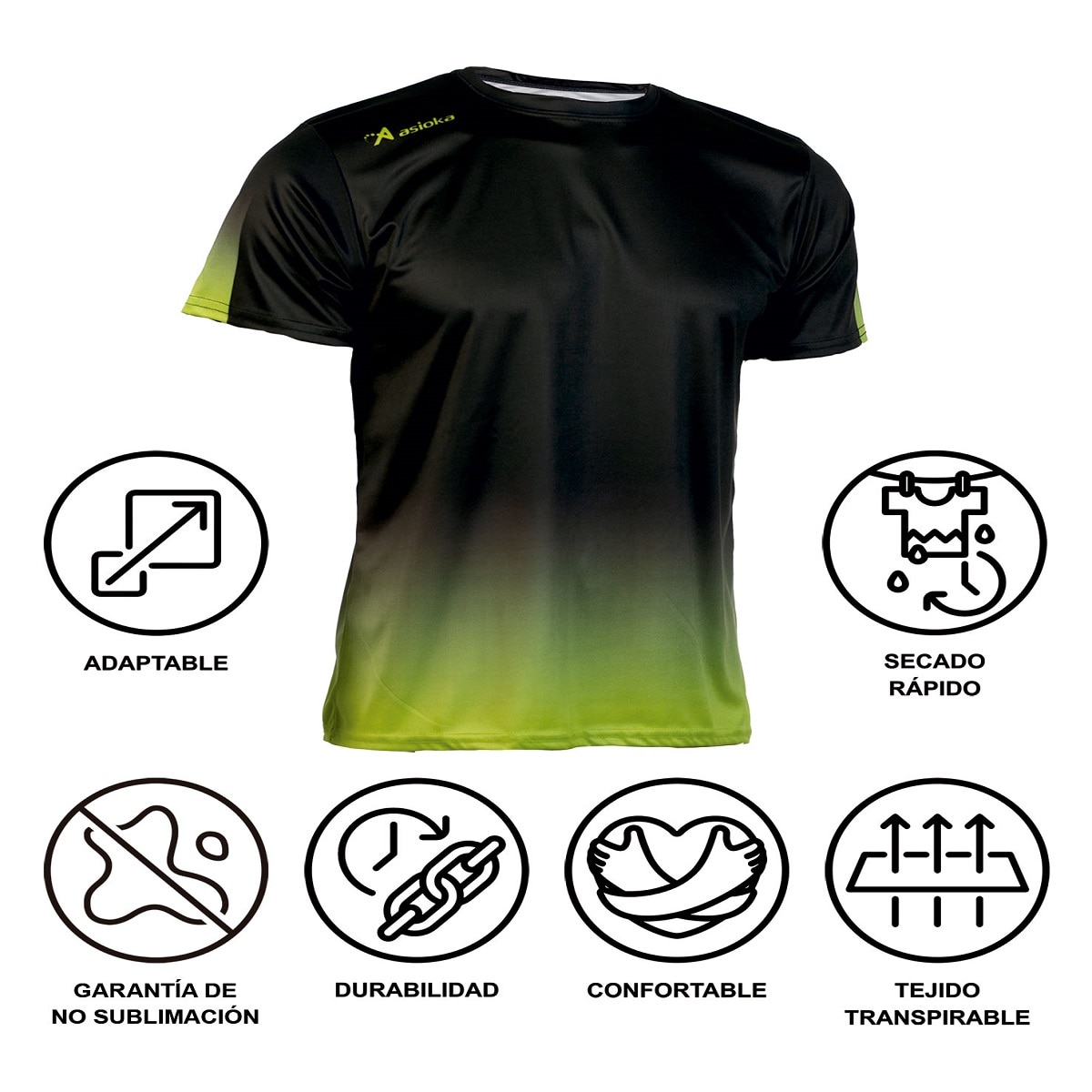 Camiseta de fútbol unisex TENERIFE Interlock Asioka - Negro / Amarillo Flúor Negro / Amarillo Flúor-5