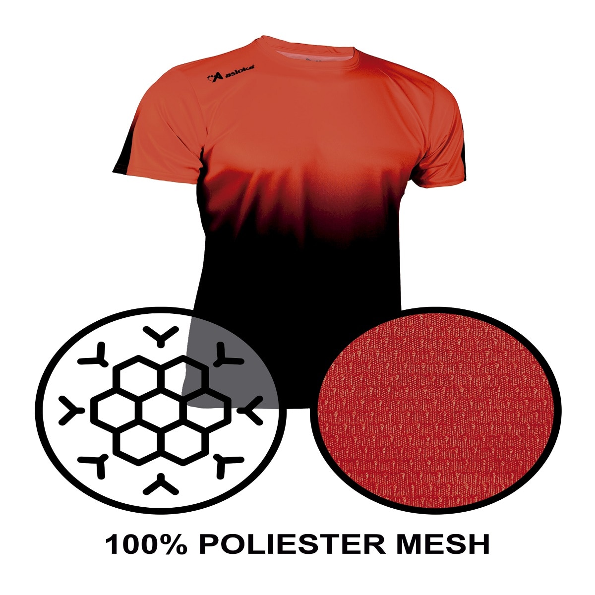 Imagen 4 de Camiseta de Running de hombre TENERIFE MESH Asioka - Rojo / Negro Rojo / Negro