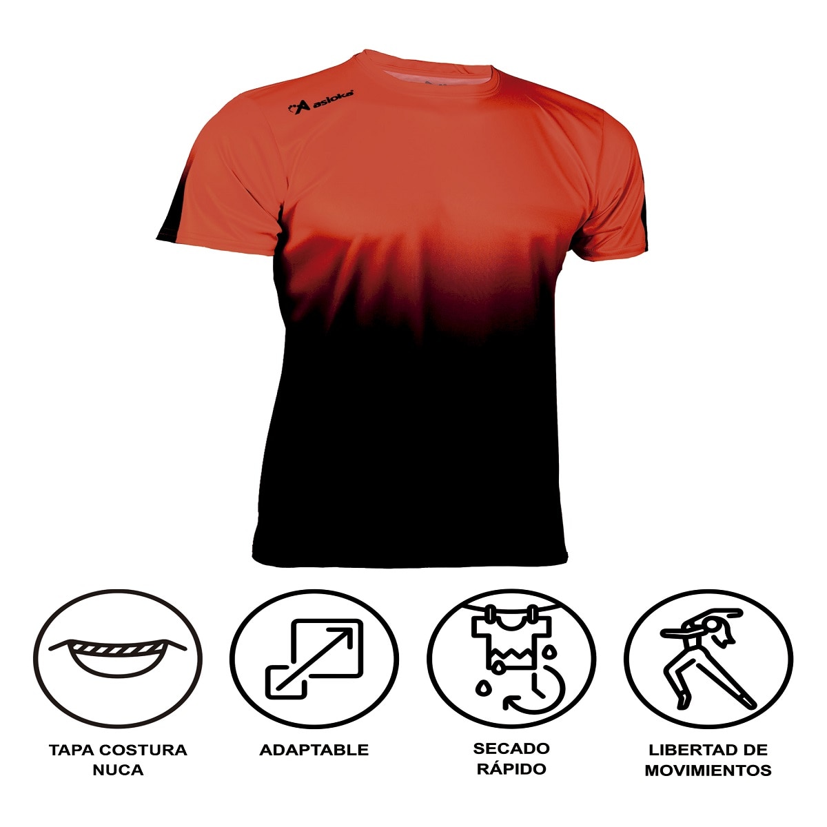 Imagen 5 de Camiseta de Running de hombre TENERIFE MESH Asioka - Rojo / Negro Rojo / Negro