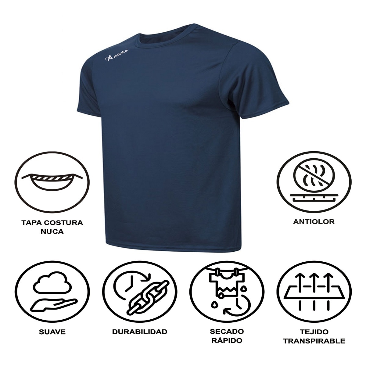 Camiseta de fútbol unisex PREMIUM Asioka - Azul marino Azul marino-6